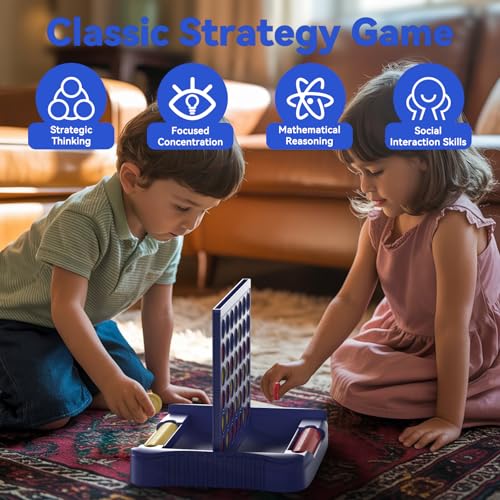 Pup Go 4 in a Row Game, Strategy Board Games for Kids 3-12, Connect & Win Four in a Line, Foldable Holiday Travel Essential, 2 Players for Family and Kids, Best Gifts for Boys and Girls (Blue) - color: Blue