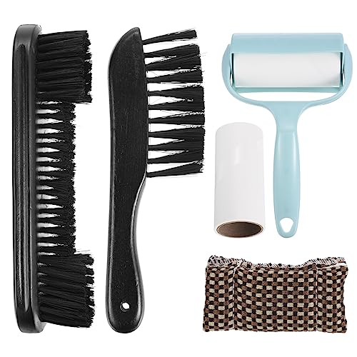 PATIKIL Pool Table Cleaning Brush Set, Billiards Table Brush Rail Brush Cue Cleaning Cloth Sticky Lint Roller & Spare Core Pool Table Clean Kit - color: Black
