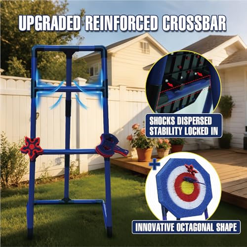 Axe Throwing Game for Backyard, Kids Axe Throwing Game with 4 Axes & 4 Darts, Height Adjustable Axe Throwing Target Set, Safe Indoor & Outdoor Throwing Axe Set for Family Fun