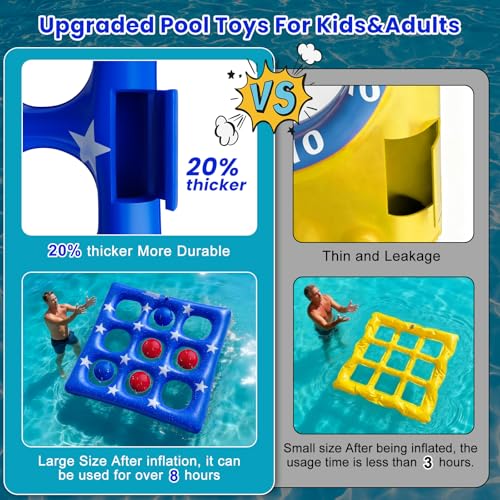 Pool Party Toys Games Set - Giant Inflatable Tic Tac Toe Float Game, Outdoor Pool Games for Adults Kids Family Pool Toys for 2-10 Players, Fun Swimming Beach Yard Activities with 10 Balls for Ages 6+ - size: Basic -- 56" x 56"