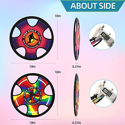 TurnWay Outdoor Two Soft Frisbee Throwing Disc, Flying Disc, Flying Saucer for Man and Woman in Yard, Beach, Lawn, Camping, Pool (Halo+Rainbow) - color: Halo+rainbow