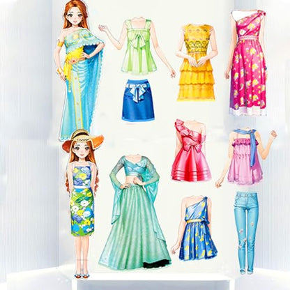 Magnetic Dress Up Paper Doll,Magnet Princess Dress Up Dolls for Girls Ages 4-7 Kids,Travel Activities Road Trip Car Ride Interactive Learning Created Imagine Set Birthday Gift - color: B Set