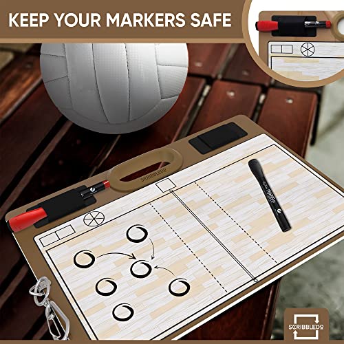 Dry Erase Volleyball Coaching Board 15x10.5” with Rotation Wheel – Includes 2 Markers, Whiteboard for Coaches, Equipment & Accessories, Ideal Coach Gift