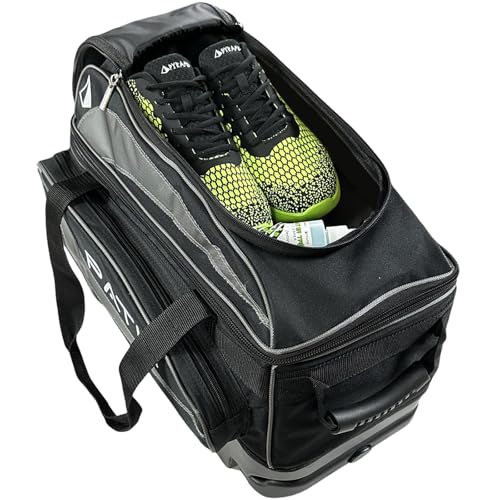 Pyramid Path Premium Deluxe 2 Ball Double Roller Bowling Bag With Large Separate Shoe Compartment (Up To US Mens Size 15) and Oversized Accessory Pocket, Retractable Locking Handle - Extends to 37" - color: Silver