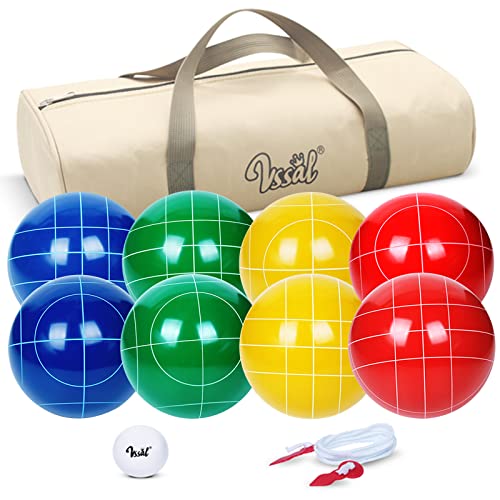 Bocce Ball Set Regulation Size and Weight for Professional Tournament, Backyard, Beach, Lawn Game with 8 Resin Bocci Balls, Pallino, Measuring Rope, Carrying Bag - style: 107mm Multi-Color