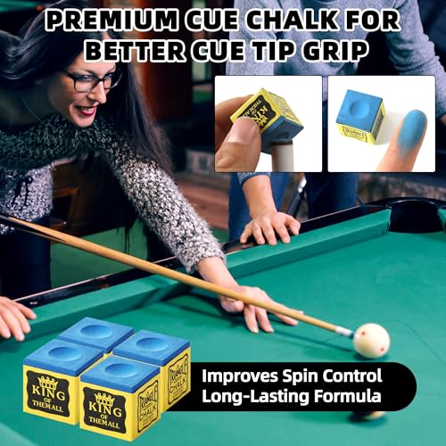 Pool Cue Bridge Head Kit with 2 Billiard Gloves & 4 Cue Chalks – Complete Billiards Accessory Set for Pool Tables, Smooth Stroke Gloves, Premium Cues Chalk, Universal Bridge Head for Precise Shots