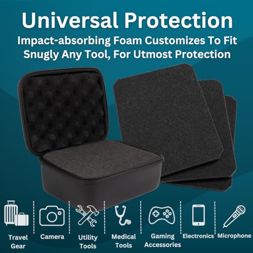 caseling 11x9x5.5 Hard Case with 3-Layer Customizable Pick-and-Pluck Foam | 3 pre-scored foam layers, TSA compliant travel case, rigid EVA shell, electronics and tech gear case, smooth zippers - size: 11" x 9" x 5.5"