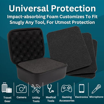 caseling 9.5" x 7.5" x 4.75" Hard Case with 3-Layer Pick and Pluck Foam | 3 pre-scored foam layers, TSA compliant travel case, rigid EVA shell, electronics and tech gear bag, smooth zippers - size: 9.5" x 7.5" x 4.75"