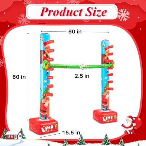 Threan 60 Inch Christmas Inflatable Limbo Xmas Party Game Limbo for Holiday Adults Fun Stick Toys for Christmas Birthday Indoor Outdoor Party Games Picnic Pool - style: Christmas