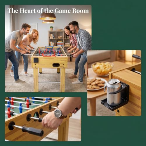 Foosball Table, Wooden Soccer Game Table with Analog Scoring, Heavy Duty Tabletop Football Games with Steel Rods & Ergonomic Handles, Indoor Arcade Gaming Tables for Family Game Room, Brown - size: 54-inch