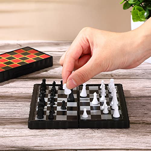 Magnetic Travel Chess Set Mini Fun Checkers with Portable Folding Chess Board Educational Toys for Family Board Games Christmas Party Favors Gifts, 2 Pcs