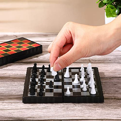 Magnetic Travel Chess Set Mini Fun Checkers with Portable Folding Chess Board Educational Toys for Family Board Games Christmas Party Favors Gifts, 2 Pcs