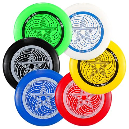 6 Pcs Outdoor Flying Disc Set 175g Each for Adult Sports Competitions, Includes 1 Glow in The Dark Flying Disc for Beach Pool Competitions Outdoor Game Camping and Backyard Player