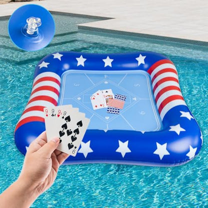 succulentlovers Large Inflatable Card Table for Pool with Waterproof Playing Cards - 41 Inches Waterproof Playing Cards for Pool Floating Games Table for Pools Summer Party Outdoor Beach Party