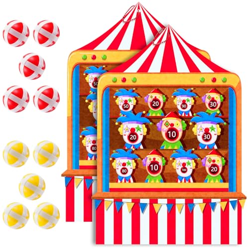 2PCS Carnival Birthday Party Decorations - Dart Board with 20 Sticky Balls,Felt Cloth Circus Theme Party Decorations, 19.1x13.4 Inches Fun Outdoor & Indoor Family Game for Birthday - size: 19.1x13.4 IN-2PCS