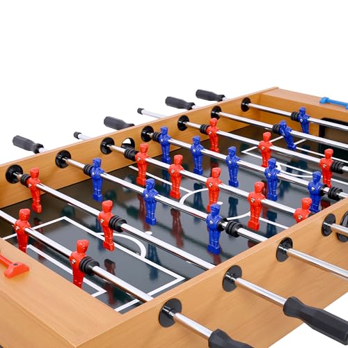 Foosball Table, Adult Size, 54 inch Standard Size Foosball Tables, Indoor Full Sizes Foosball Tables for Home, Family, and Game Room, Soccer with Foosball Table Set, Light Cherry