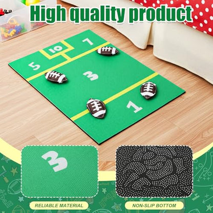 Gemscream Football Bean Bag Toss Set with Green Soccer Field Carpet and 8 Pcs Mini Bean Bags Cornhole Set for Holiday Backyard, Beach Camping Family Party Activities