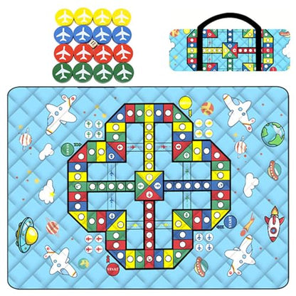 Kids Outdoor Play Mat,Waterproof Picnic Blanket with Chess Pieces | Lightweight Foldable Kids Crawling Pad 3 Layers Family Board Game for Lawn Beach Park Festival