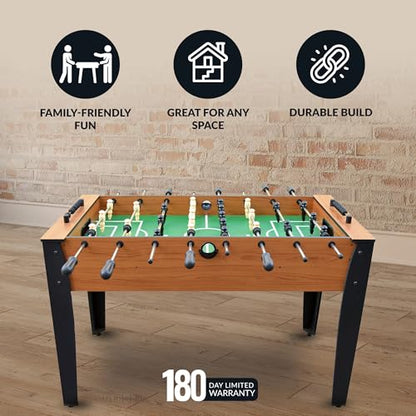 Hathaway 54-Inch Hurricane Foosball Table for Family Game Rooms with Light Cherry Finish, Analog Scoring and Free Accessories