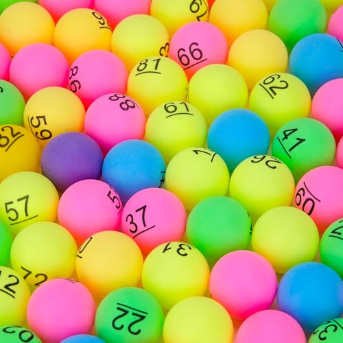SelfTek 100Pcs Numbered Table Tennis Balls Beer PingPong 40mm Raffle Balls Lottery Balls Printed with Numbers for Party Games - color: colorful