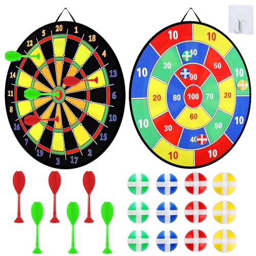 29" Large Dart Board Game Set for Kids, Kids Double-Sided Dart Board Toys with Sticky Balls and Darts, Party Favor Supplies, Indoor Outdoor Sport Fun Party Game Toys for Kids Boys Girls Ages 3-12