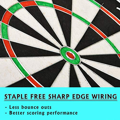 LinkVisions Dartboard with Staple-Free Bullseye, 18g Steel Tip Darts Set,12 Steel Tip Darts 18g, Dartboard Mounting Kits Included - style: Profpieler