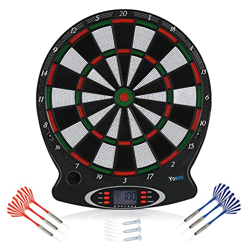 Electronic Dartboard, Hanging Dartboard Game, LCD Scoring Display Game with 6 Plastic Darts for Indoor Sports and Family Entertainment for Several Players