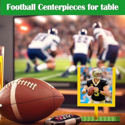 Football Goal Post Table Decoration with Bases,6PCS Field Goal Post Centerpieces for Table,4.33x3.94in Wooden Photo Frame for Table Centerpieces with Base for Fans Club Birthday Supplies