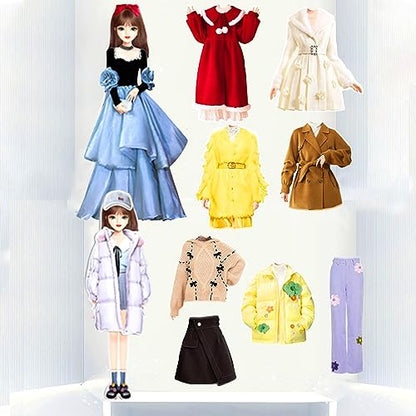 Magnetic Princess Dress Up Paper Doll Pretend Play Toys Magnet People Clothes Puzzles Game for 3+ Year Old Girls Toddler,Preschool Learning Created Imagine Set Birthday Gift - style: H Set