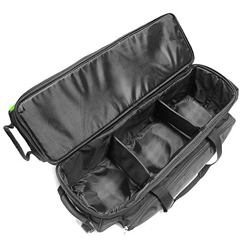 Pyramid Path Triple Tote Roller Plus Bowling Bag with Detachable Shoe Bag (Fits US Mens Size 15), Accessory and Side Pocket, Lightweight Travel Design - color: Black/Lime Green