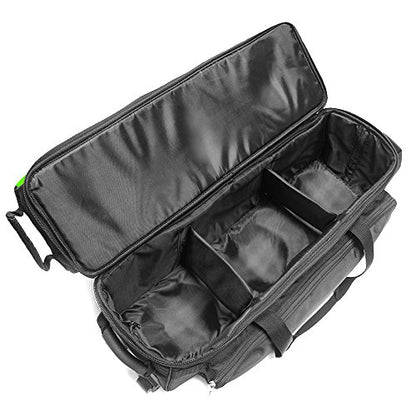 Pyramid Path Triple Tote Roller Plus Bowling Bag with Detachable Shoe Bag (Fits US Mens Size 15), Accessory and Side Pocket, Lightweight Travel Design - color: Black/Lime Green