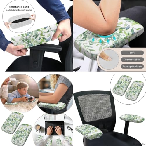 Blue Floral Desk Chair Cover Stretchable 4-Piece Set Washable Breathable Office Chair Seat Covers and Chairs Arm Rest Pads for Home and PC Gaming Chairs - color: Blue Floral