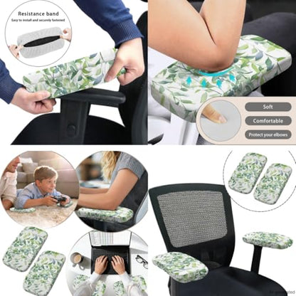 Blue Floral Desk Chair Cover Stretchable 4-Piece Set Washable Breathable Office Chair Seat Covers and Chairs Arm Rest Pads for Home and PC Gaming Chairs - color: Blue Floral