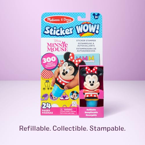 Melissa & Doug Sticker Wow!™ 24-Page Activity Pad and Sticker Stamper, 300 Stickers, Arts and Crafts Fidget Toy Collectible Character – Disney Minnie Mouse - for Kids Ages 3+ - FSC Certified