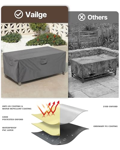Vailge Rectangular/Oval Patio Table Cover, Heavy Duty and Waterproof Outdoor Lawn Patio Furniture Covers, Large Grey - color: Grey, size: Rectangle-72"L x 44"W x 23"H