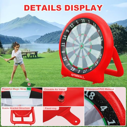 Giant Dart Board Inflatable with Pump, Outdoor and Indoor Soccer Sport Kick Dartboard for Kids and Adults, Waterproof Darts Board Yard Game with 20 Golf Balls, 4 Sticky Balls, 2 Soccers - style: Spirited