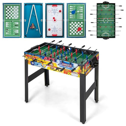 HOMGX 12-in-1 Game Table, Combo Game Table Set w/Air Hockey, Foosball, Billiards, Ping Pong, Pool, Chess, Bowling, Checkers, Backgammon, Shuffleboard, Family Arcade Games for Adults & Kids