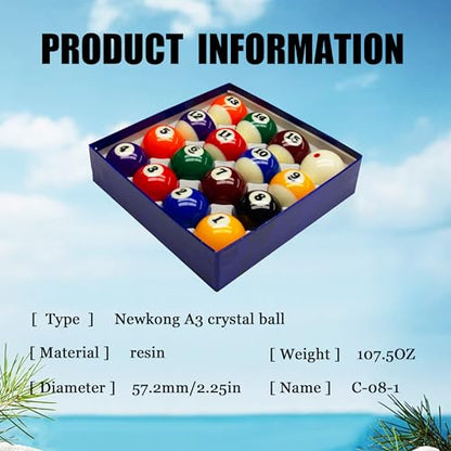 3A Grade Phenolic Resin Billiard Balls Set - 16pcs Tournament Pool Balls, Crystal Billiard Balls for Professional & Home Game
