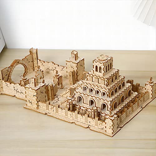 3D Wooden Puzzles The Ruins of The Ancient Temple Model Kits, Brainteaser and Puzzle for Christmas/Birthday,Gifts for Adults and Teens to Build Combination - style: Ruin