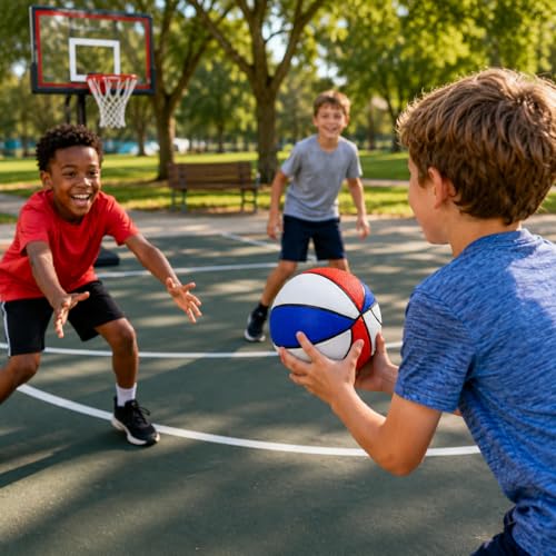 The Dreidel Company Mini Basketball, Red/White/Blue mini Basketball, Sports Lovers, Outdoor Fun, Birthday Parties Events & Gatherings, Party Favors, 7" Ball - size: 8-Pack