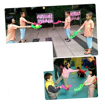 VANZACK Catch and Toss Ball Game Outdoor Playset for Fun Family Activity for Backyard Park Beach Includes Launchers Balls Random Colors