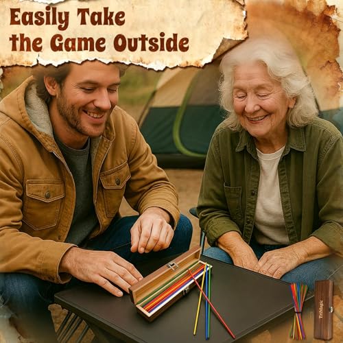 TriMagic Wooden Pick Up Sticks Original Game Set in Gift Box, Pickup Sticks Game, 41-Piece Classic Pick Up Stix, Vintage Old Fashioned Toys for Family, Nostalgic Toys from 50s 60s 70s 80s - style: 41 Pickup Sticks+Wooden Box