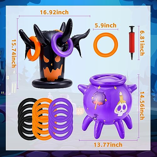 Halloween Ring Toss Game Inflatable Spooky Tree Witch Toss Game for Kids Halloween Party Favors Supplies Indoors Outdoors Great Holiday Party toss Game Indoor and Outdoor Game