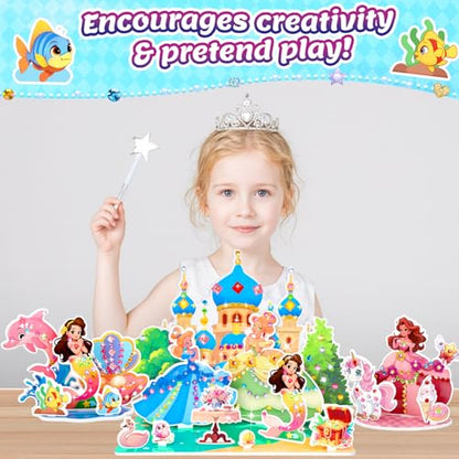 Stickers for Kids, Gem Stickers Kit, Travel Toys for Girls, 600+Sticker, DIY Scrapbooking Activity, 5 Princess Theme Diamond Art Kits for Kids Christmas Birthday Gifts for Girls Ages 3, 4, 5, 6, 7, 8 - style: Gem Stickers Kit