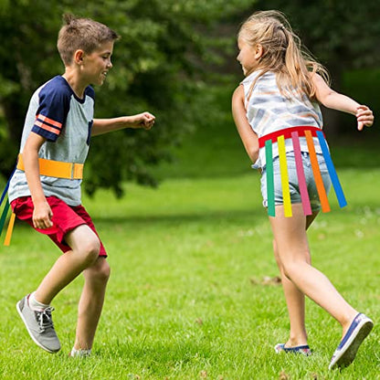 Wettarn 8 Pcs Catch Tail Game Belt Set Field Day Games Catching Equipment for Adults and Kids Ideal for Family Gatherings Parks Reunions Birthday Parties Camping (Red,Orange,Yellow,Green)