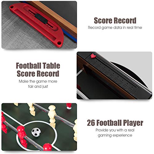 Giantex Multi Game Table, 3-in-1 48" Combo Game Table w/Soccer, Billiard, Slide Hockey, Wood Foosball Table, Perfect for Game Rooms, Arcades, Bars, Parties, Family Night