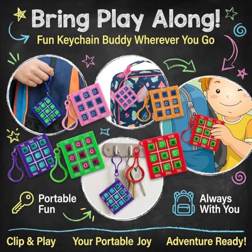 24 Mini Tic Tac Toe Games - Party Favors for Kids 3-5 and Up - 2-Inch Travel Size - Tic-Tac-Toe Keychain Game for Boys & Girls - Goody Bag Stuffers, Classroom Prizes, Valentine's Day, Birthday Gifts - style: 24-Pcs