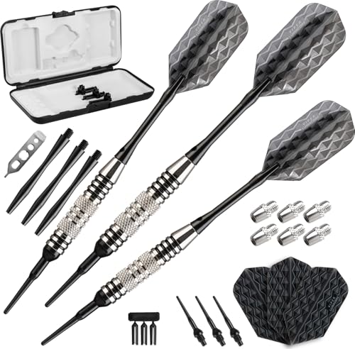 Viper by GLD Products Bobcat Adjustable Weight Soft Tip Darts with Storage/Travel Case - size: 16 Grams (Adjustable to 18 and 19 Grams), style: Nickel Silver Plated with Black Rings