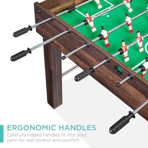 Best Choice Products Foosball Table for Kids and Adults, Game Room Soccer Game Table w/ 2 Balls, 2 Cup Holders, Ergonomic Handles, Chrome Finished Metal Bars - color: Walnut