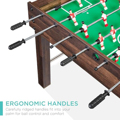 Best Choice Products Foosball Table for Kids and Adults, Game Room Soccer Game Table w/ 2 Balls, 2 Cup Holders, Ergonomic Handles, Chrome Finished Metal Bars - color: Walnut